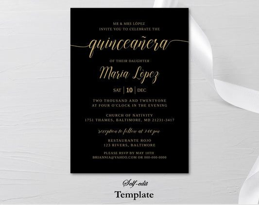 Quinceañera Birthday Invitation