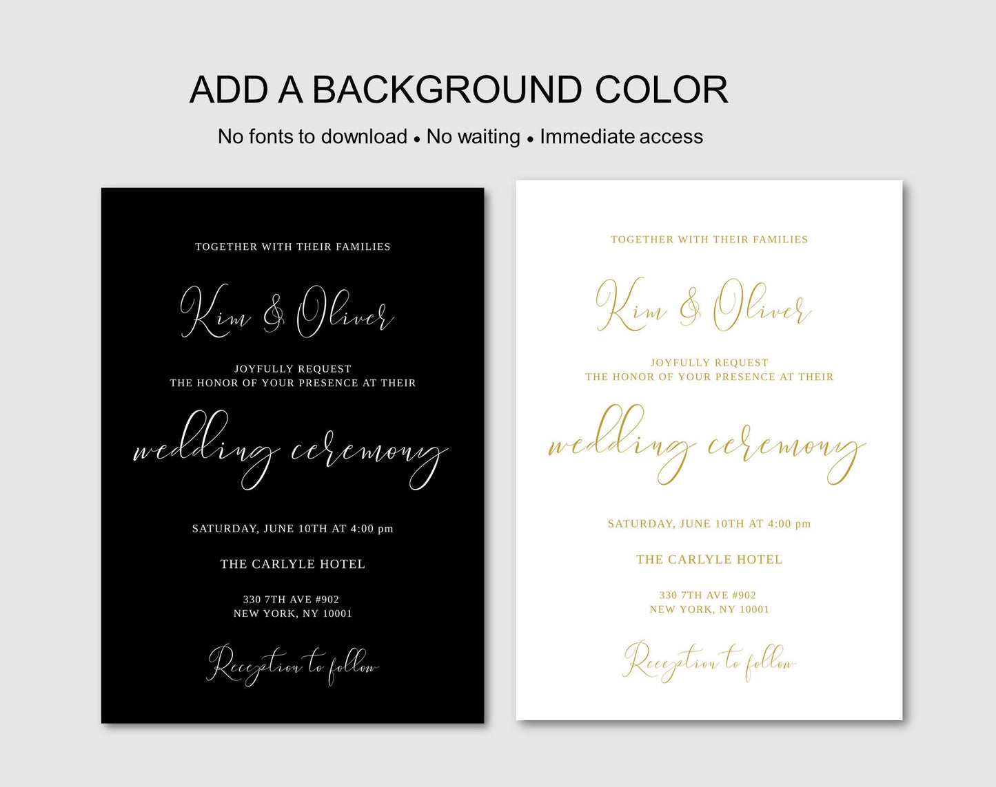 Elegant Black and White Wedding Invitation Suite - Digital Doc Inc