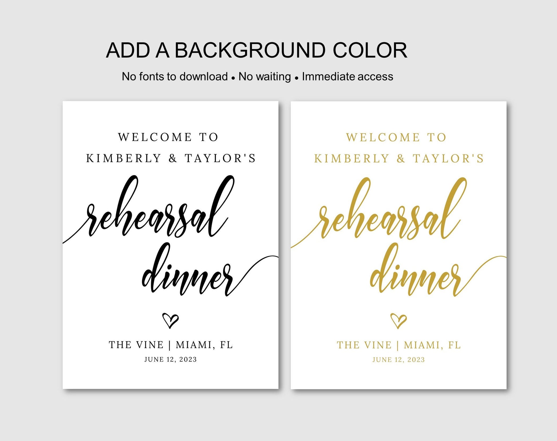 Rehearsal Dinner Welcome Sign Template - Digital Doc Inc