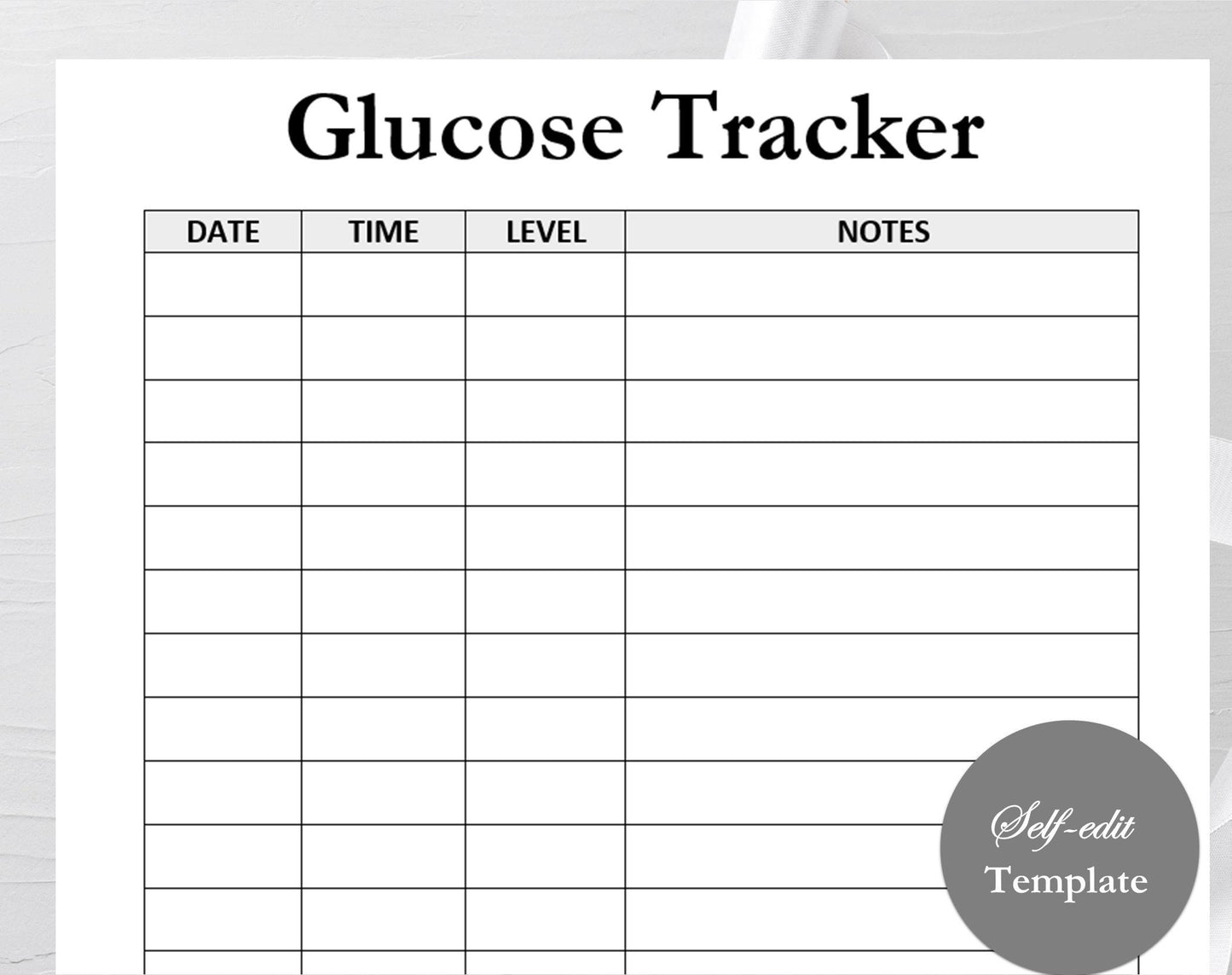 Glucose Blood Sugar Tracker Printable