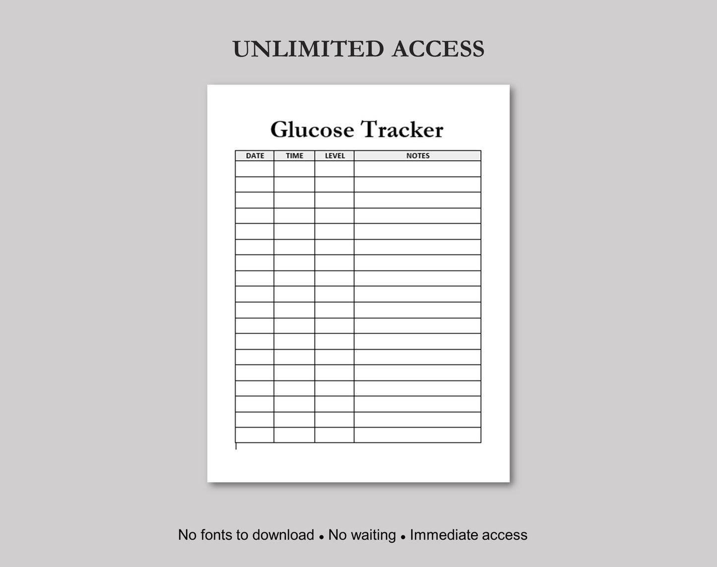 Glucose Blood Sugar Tracker Printable