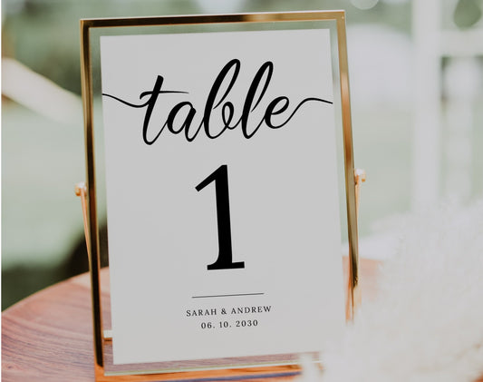 Wedding Table Number Sign