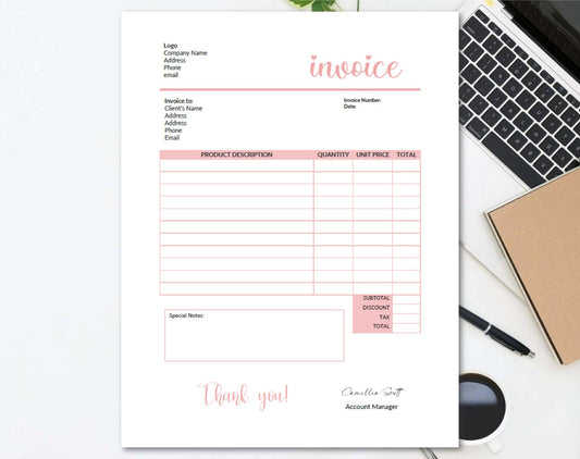 Pink Business Invoice Template