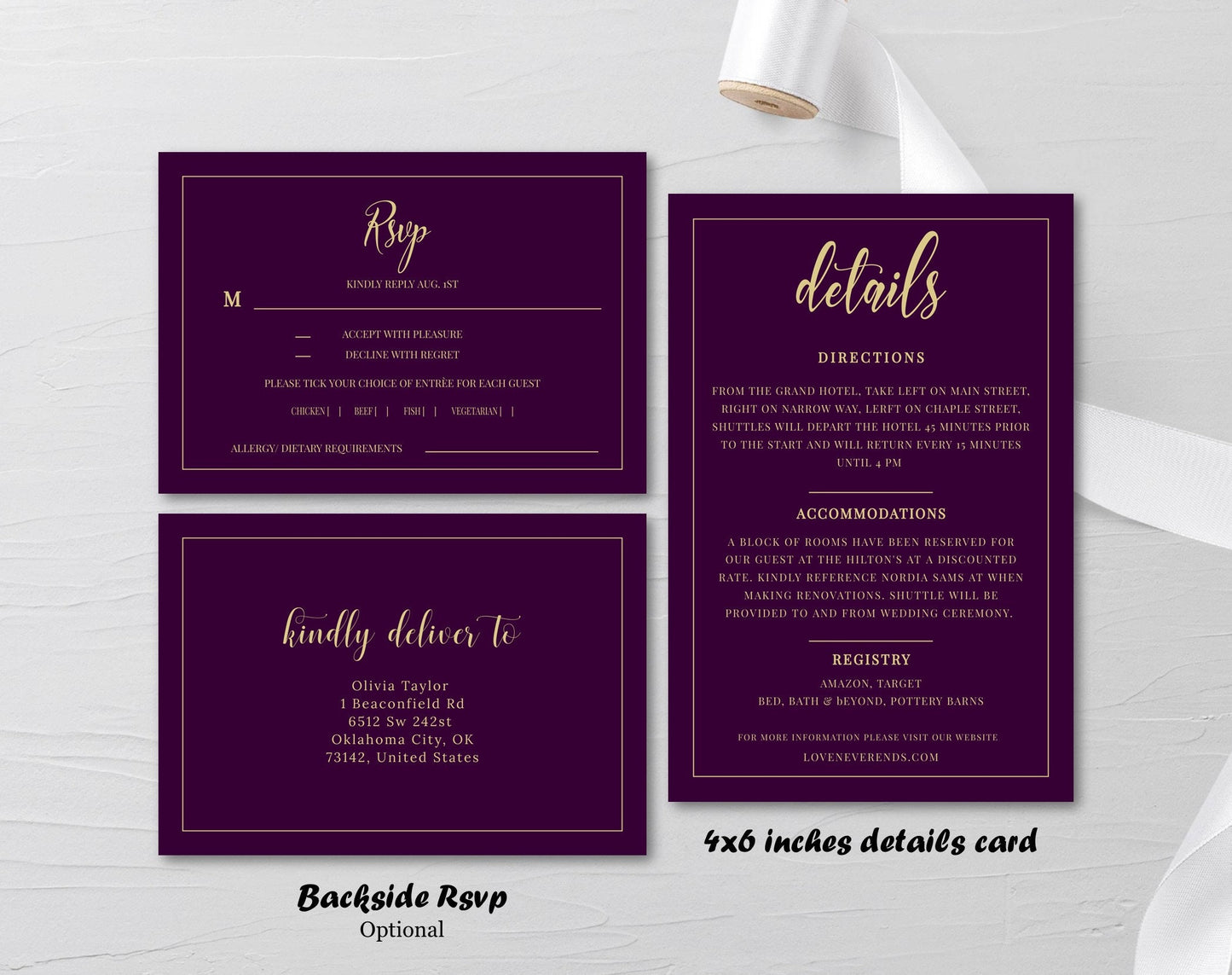 Eggplant Purple Wedding Invitation