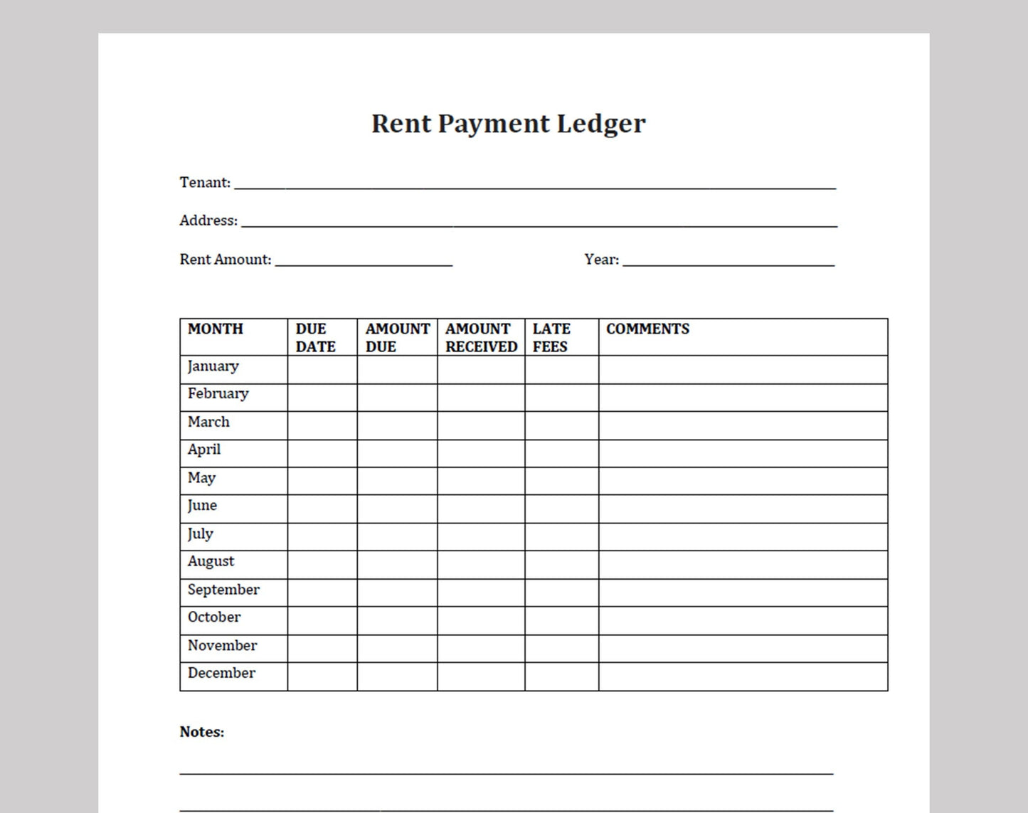 Rent Payment Ledger