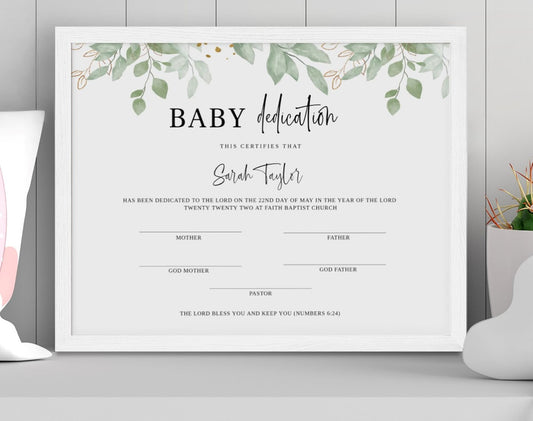 Baby Dedication Certificate Design Template - Digital Doc Inc