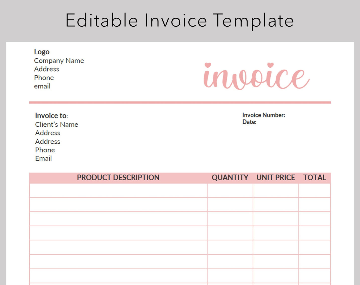 Pink Business Invoice Template