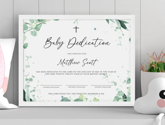 Baby Baptism Certificate Template Editable Printable Instant Download 