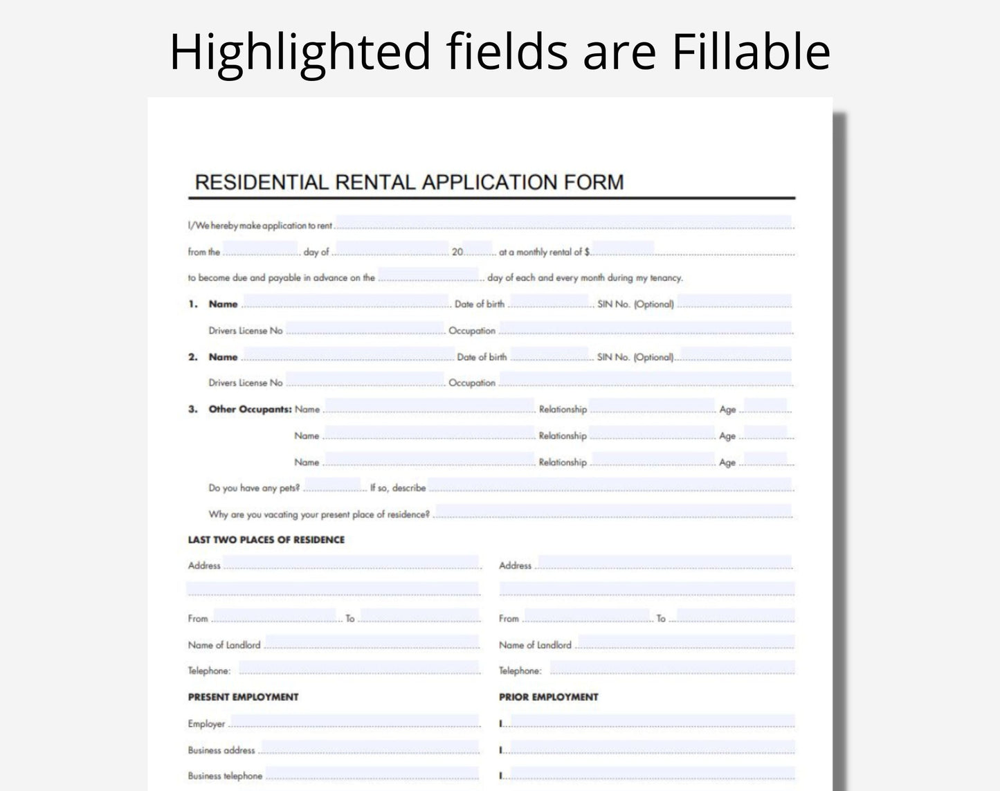 Rental Leasing Application Form