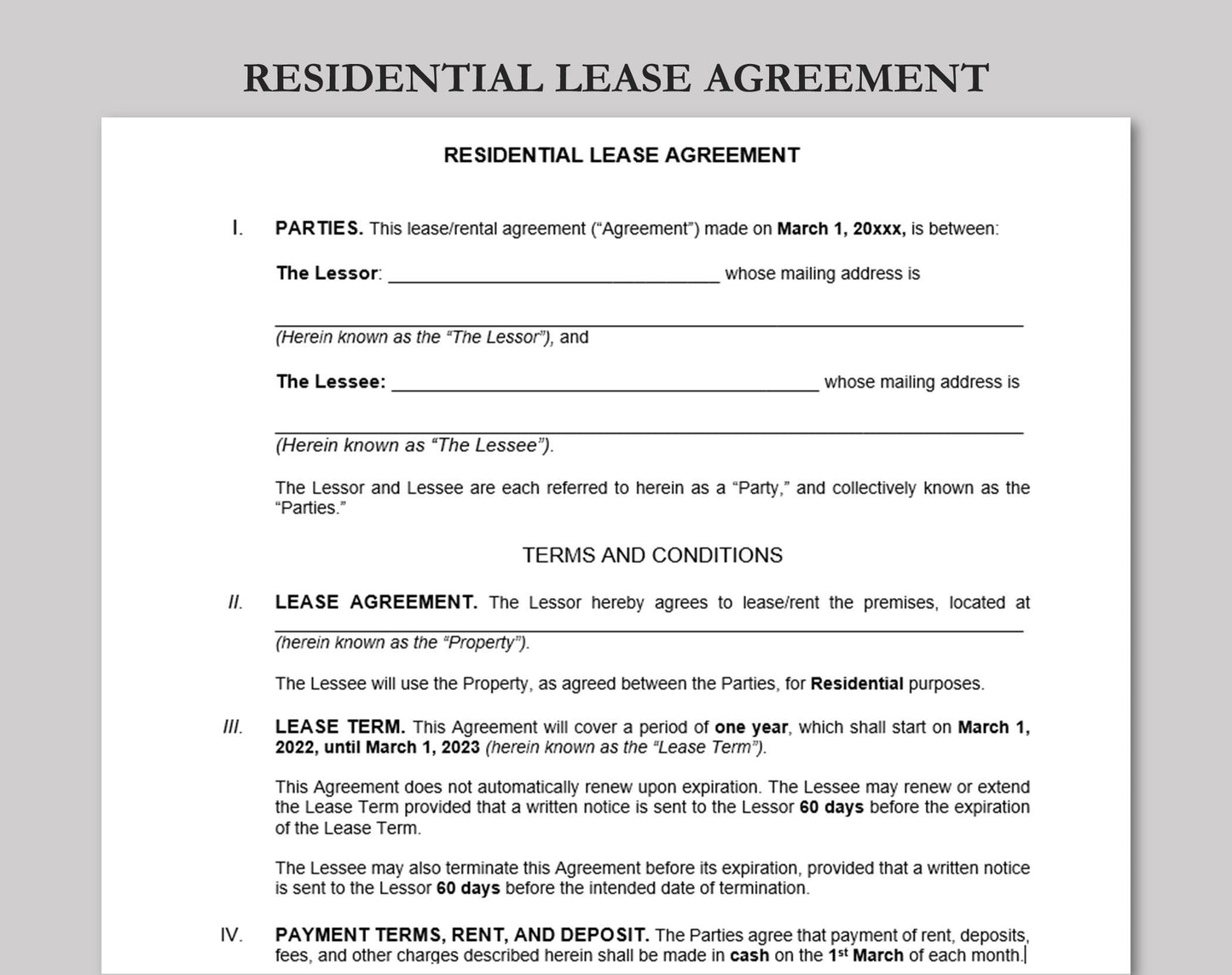 Short Term Rental Agreement Template