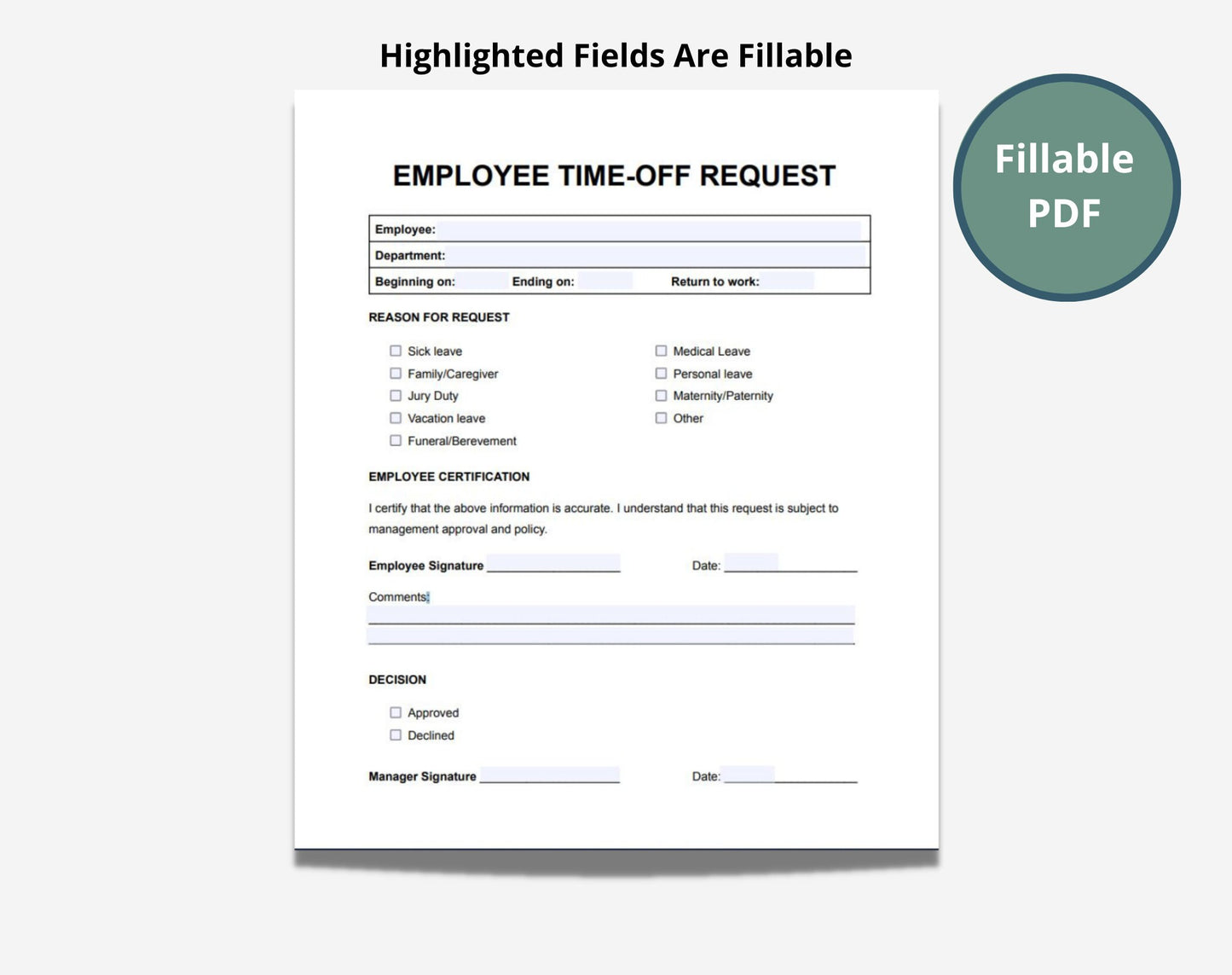 Employee Time-off Request Template