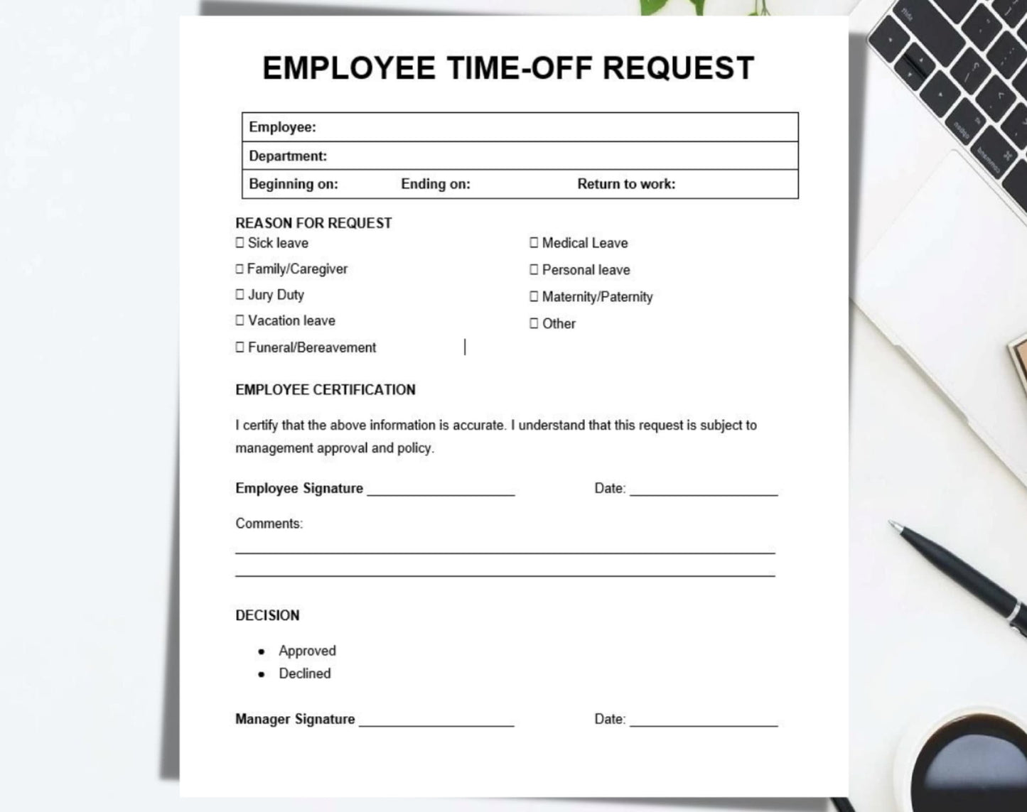 Employee Time-off Request Template