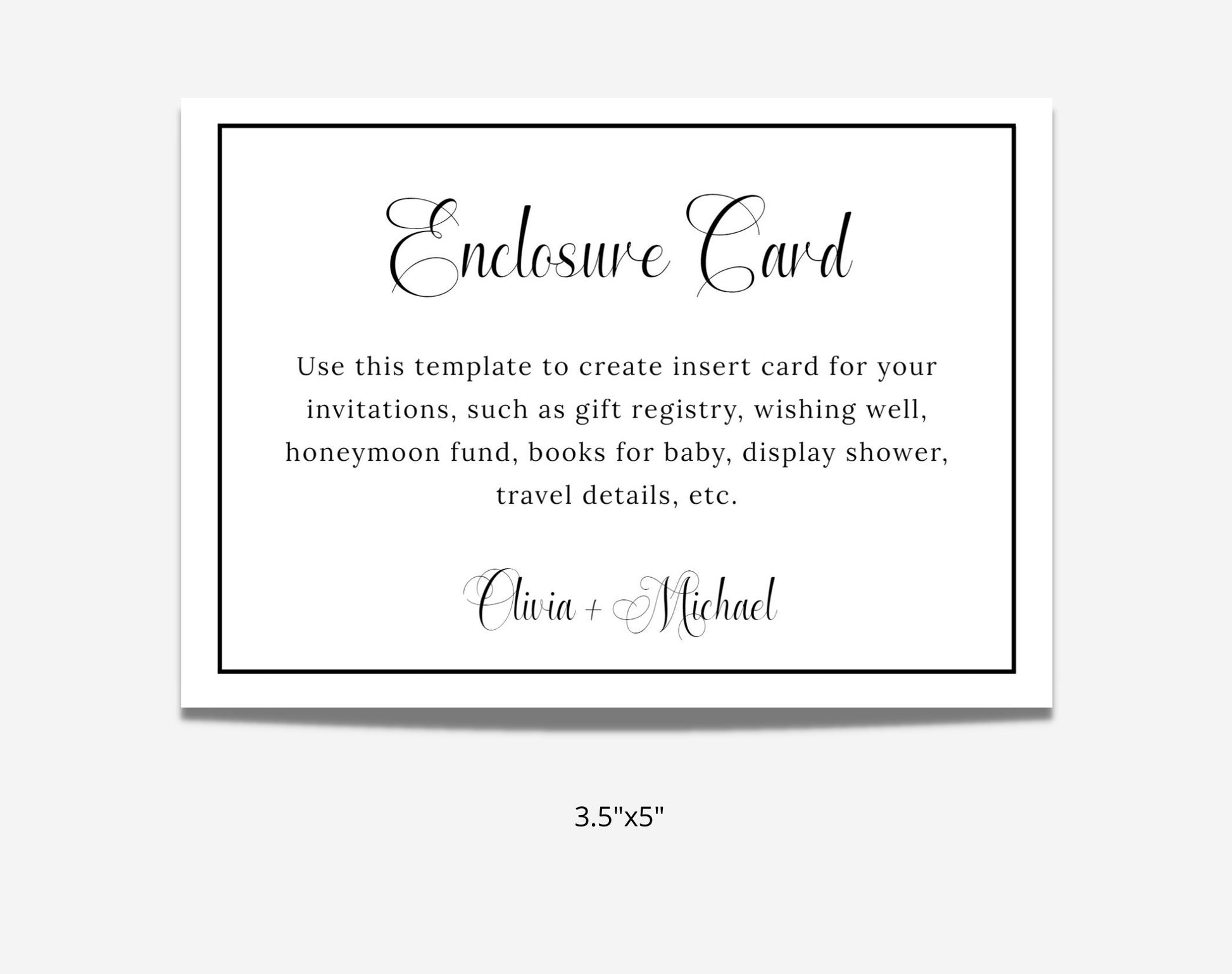 Minimalist Enclosure Card Template Printable - Digital Doc Inc