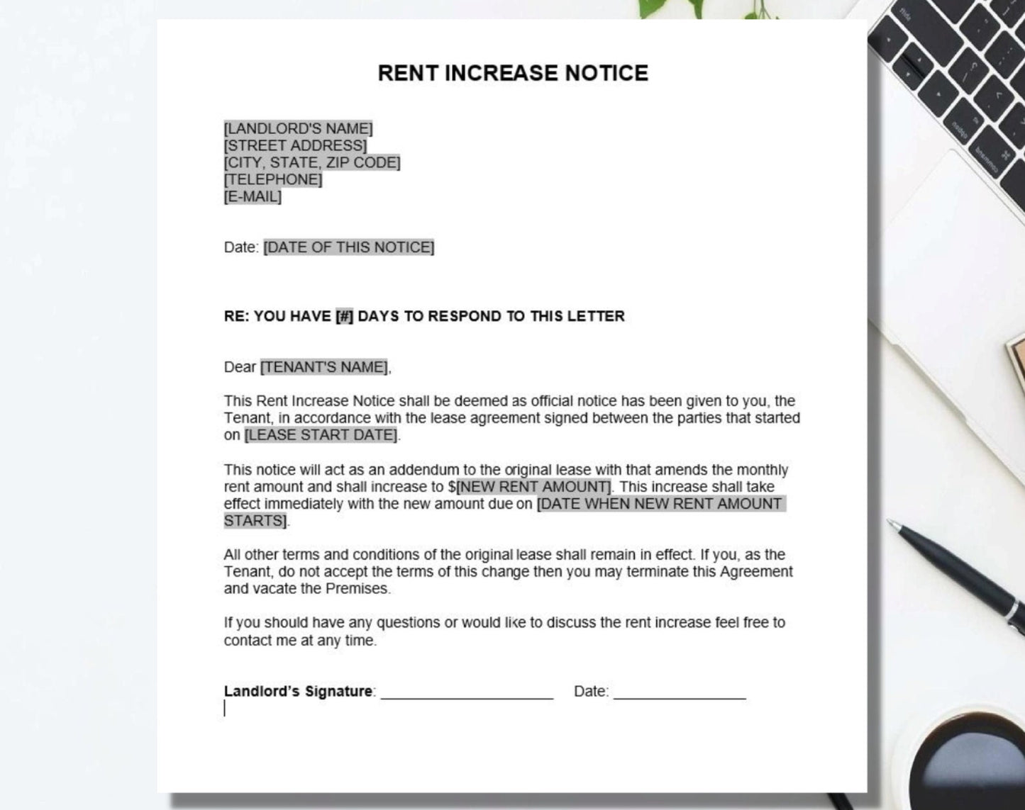 Rental Increase Notice