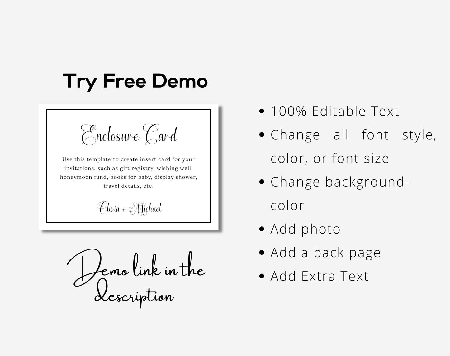 Minimalist Enclosure Card Template Printable - Digital Doc Inc