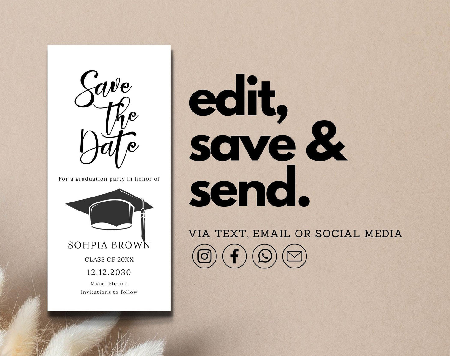 Graduation Save the Date Phone Text Invite - Digital Doc Inc