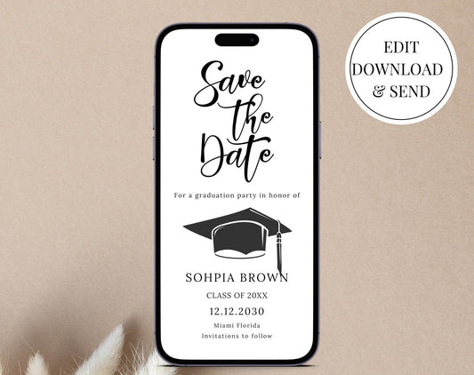 Graduation Save the Date Phone Text Invite - Digital Doc Inc