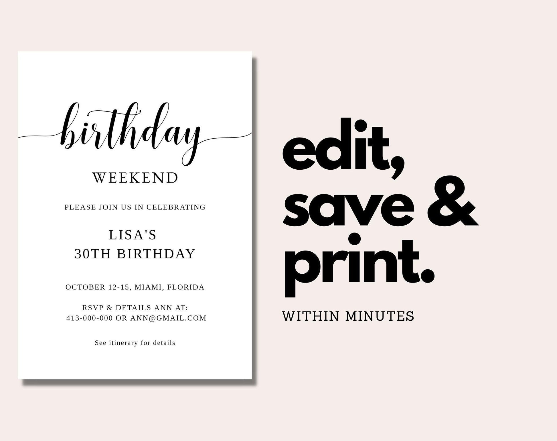 Birthday itinerary template - Digital Doc Inc