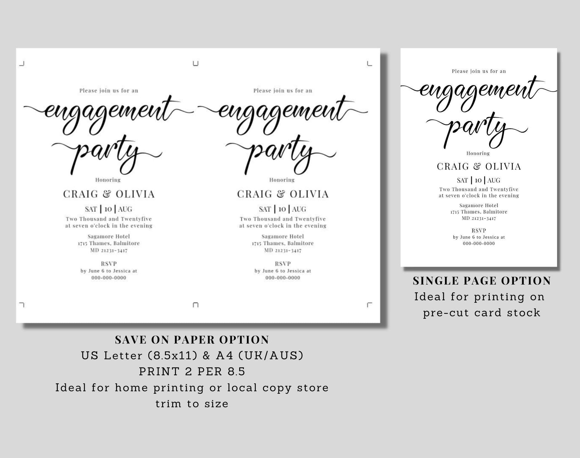 Elegant Engagement Party Invitation - Digital Doc Inc