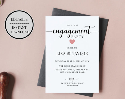 Elegant Engagement Party Invitation - Digital Doc Inc