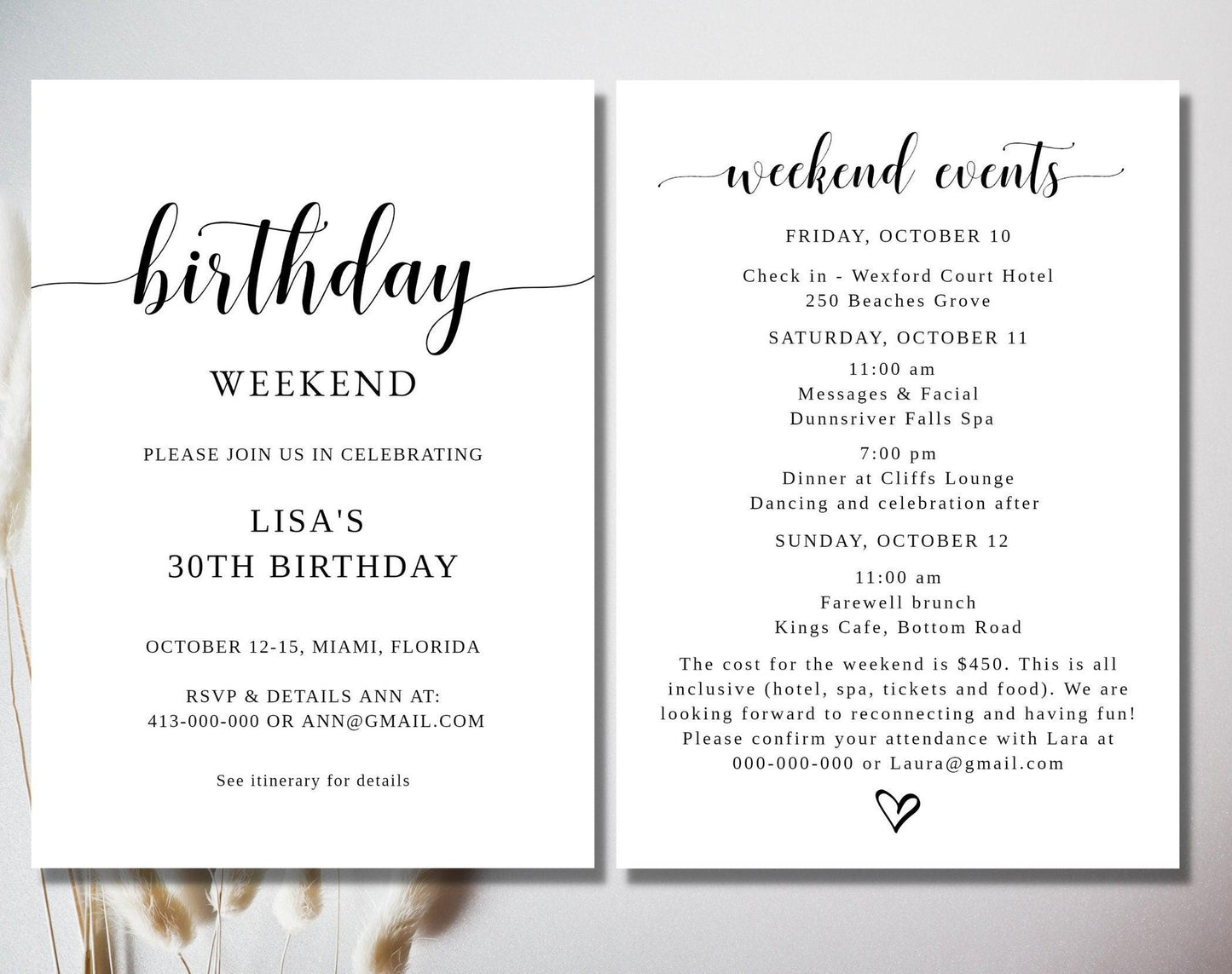 Birthday itinerary template - Digital Doc Inc