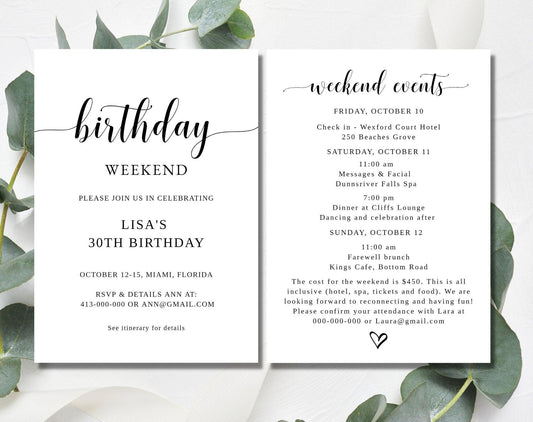 Birthday itinerary template - Digital Doc Inc