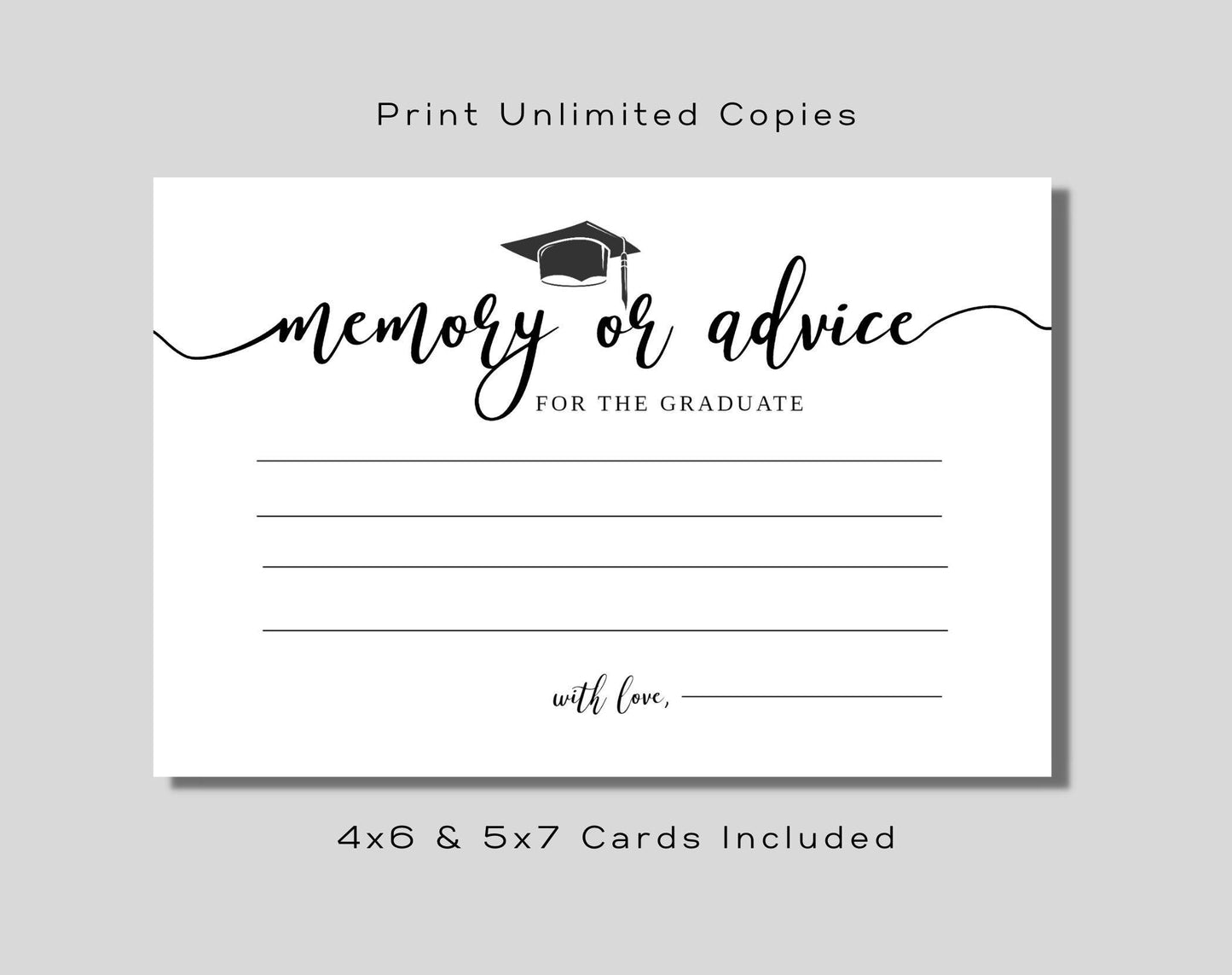 Graduation Party Advice Cards and Sign - Digital Doc Inc