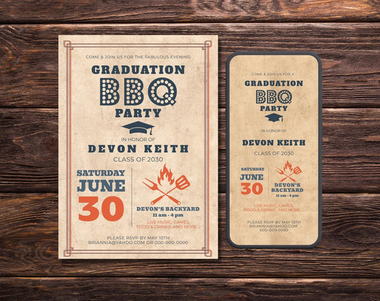 BBQ Graduation Invitation