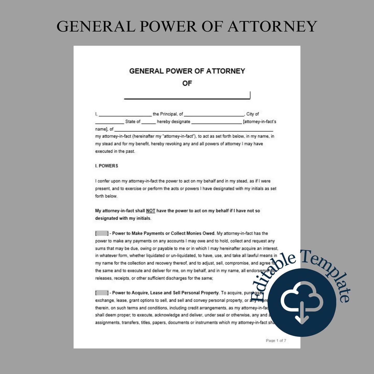 General Power of Attorney Form Template