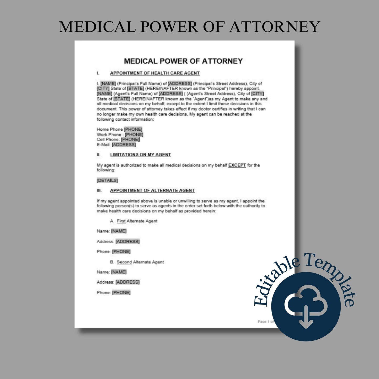 Medical Power of Attorney Form